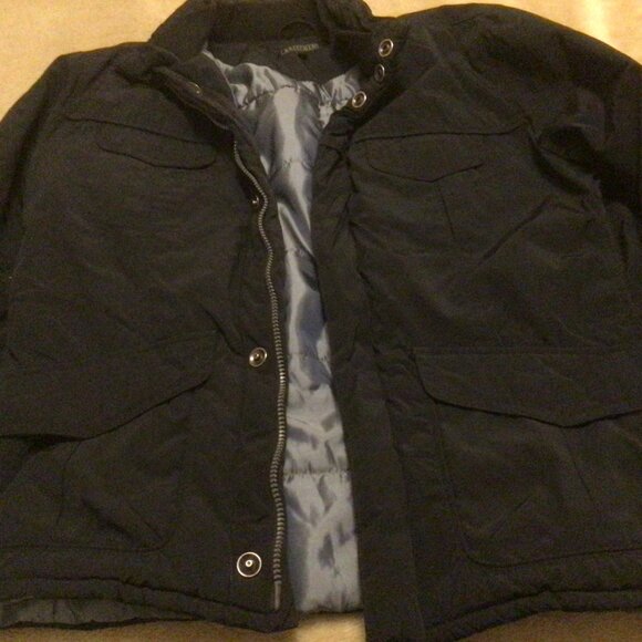 Men's Winter Jacket Hidden Hood Nylon Black 2 XL - Picture 3 of 9